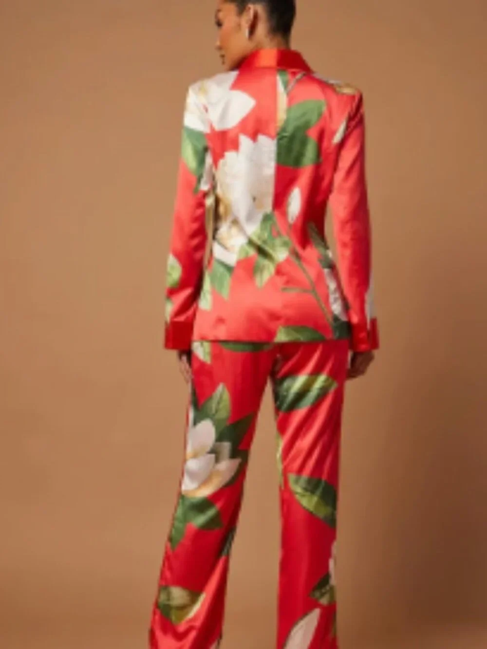 Ophelia Satin Floral Pant Suit Set - Picture 4 of 5